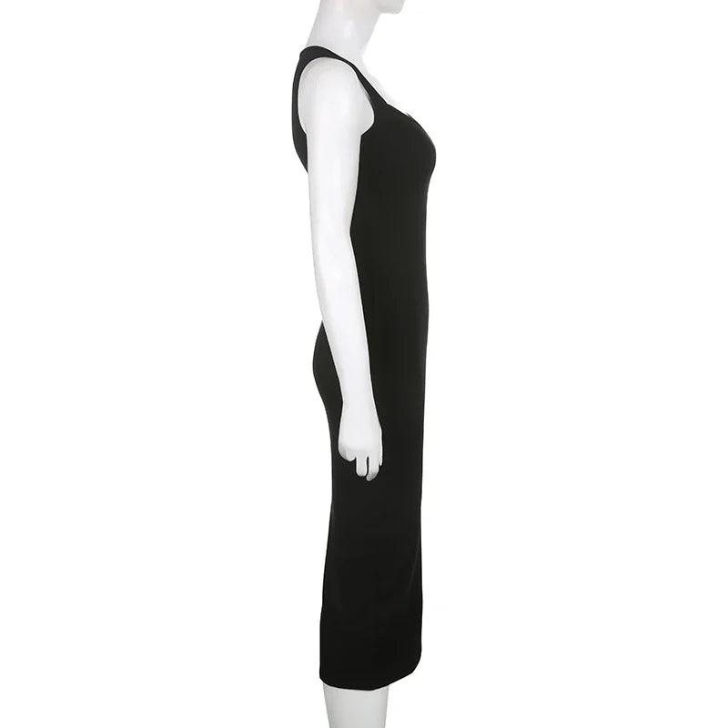 Basic Knit Long Dress. Sleeveless Women's Dresses for Summer Casual wears. Y2k Vintage All-match Outftis