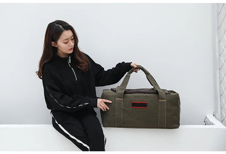 Large Capaci Canvas Travel Bag Handheld Long Distance Lage Bag for Men And Women on Busin Trips Wear Resistant Chee...