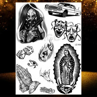 Chicano Bandit Mexico Temporary Tattoos For Men Women Fake Car Nun Tattoo religion Stickers Realistic Back Waterproof Tatoos