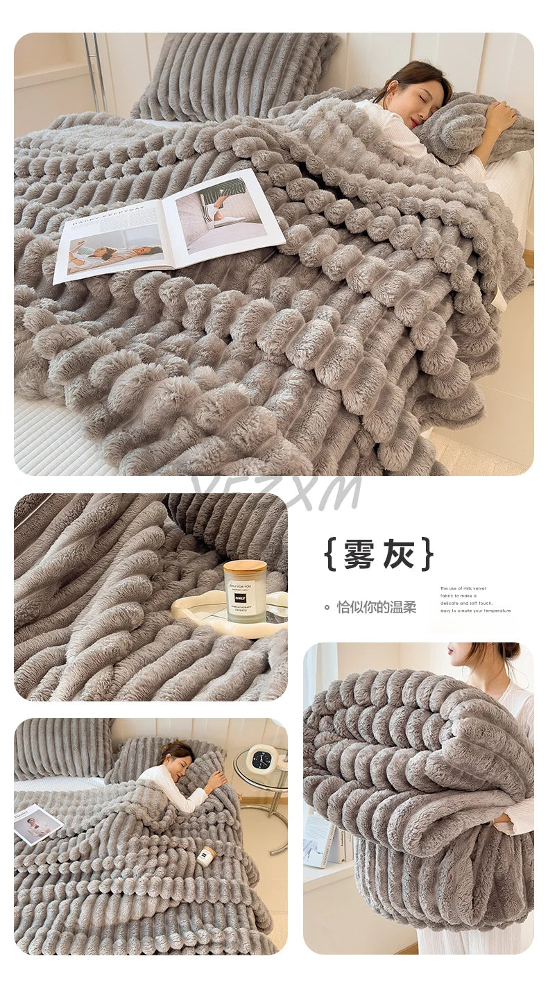 Striped Flannel Blanket – Cozy Bed Sheet & Sofa Throw