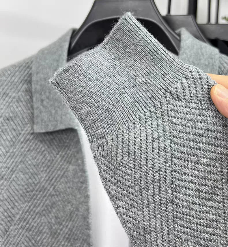 Advanced luxury fashion knitted cardigan men's spring autumn exquisite jacquard sweater shawl pocket design brand casual coat