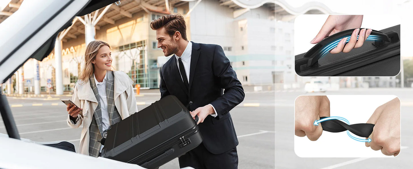 Kono Lightweight Cabin Suitcase - 20/24/28 Inch ABS Hard Shell, Fits EasyJet Under Seat, large-Compact Carry-On Trolley Case