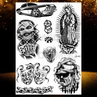 Chicano Bandit Mexico Temporary Tattoos For Men Women Fake Car Nun Tattoo religion Stickers Realistic Back Waterproof Tatoos
