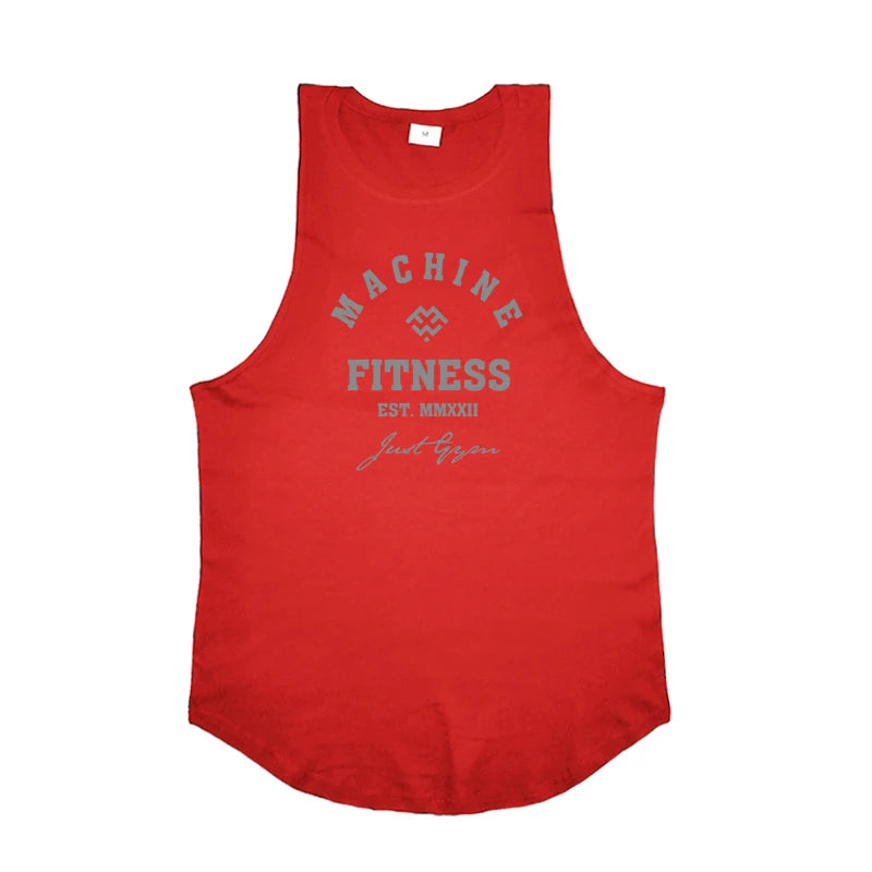 Regular MACHINE FITNESS Top GYM Bodybuilding Tank Top. Mens Workout Vest,  Jogger clothing Muscle Stringer Singlet