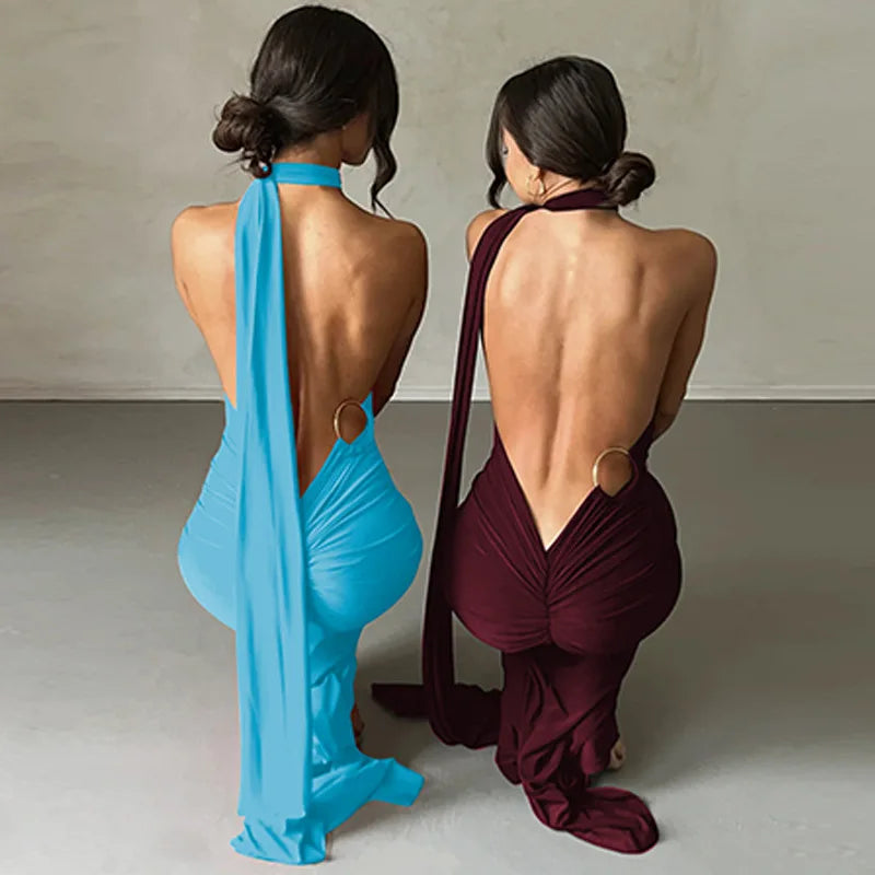 One Shoulder Sleeveless Backless Dress. Dresses For Women Club, Birthday Party, Evening Prom. from Neon y2k.