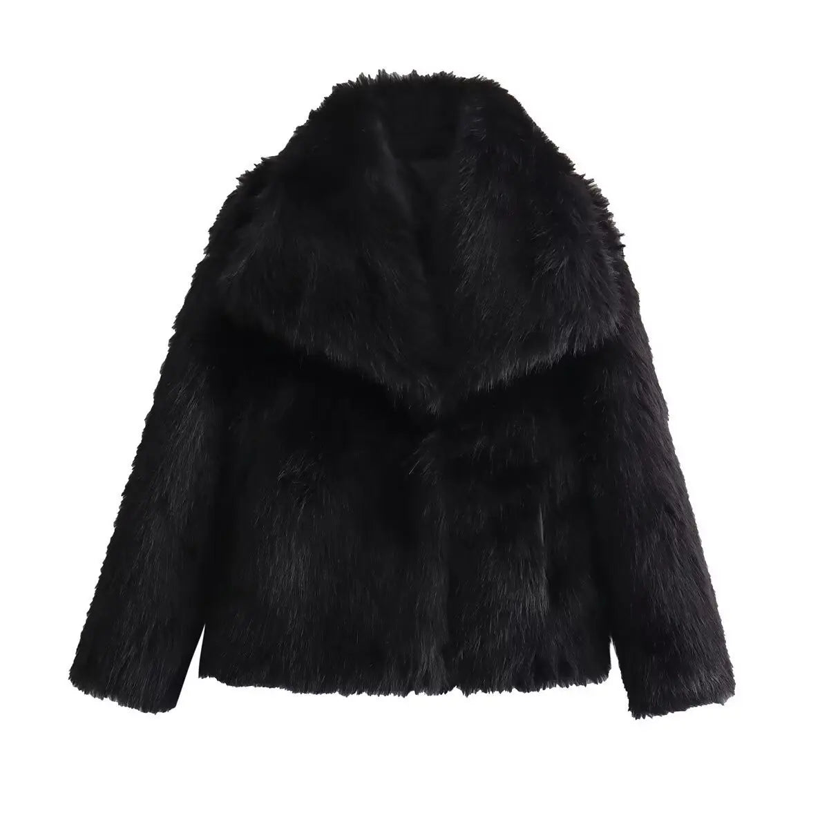 European American Winter Faux Fur Large Lapel Socialite Noble Classic Elegant Fashionable Commuting Dating Warmth Soft Outerwear
