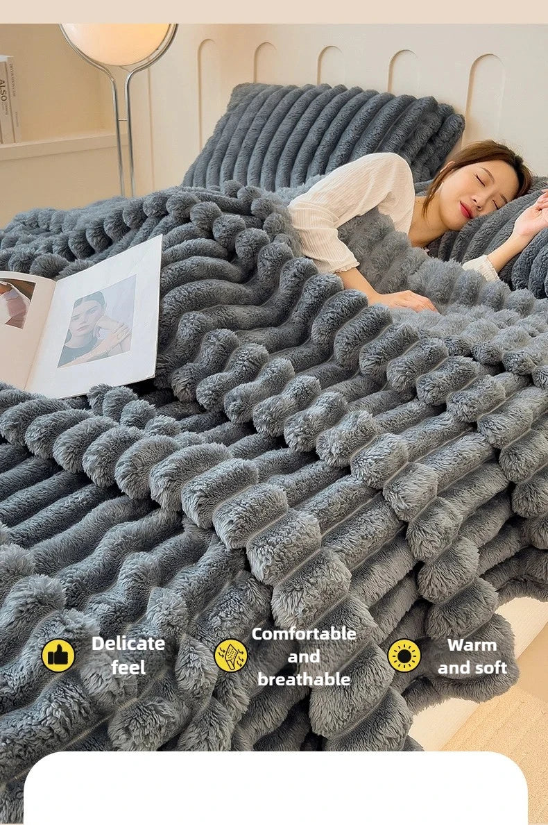 Striped Flannel Blanket – Cozy Bed Sheet & Sofa Throw