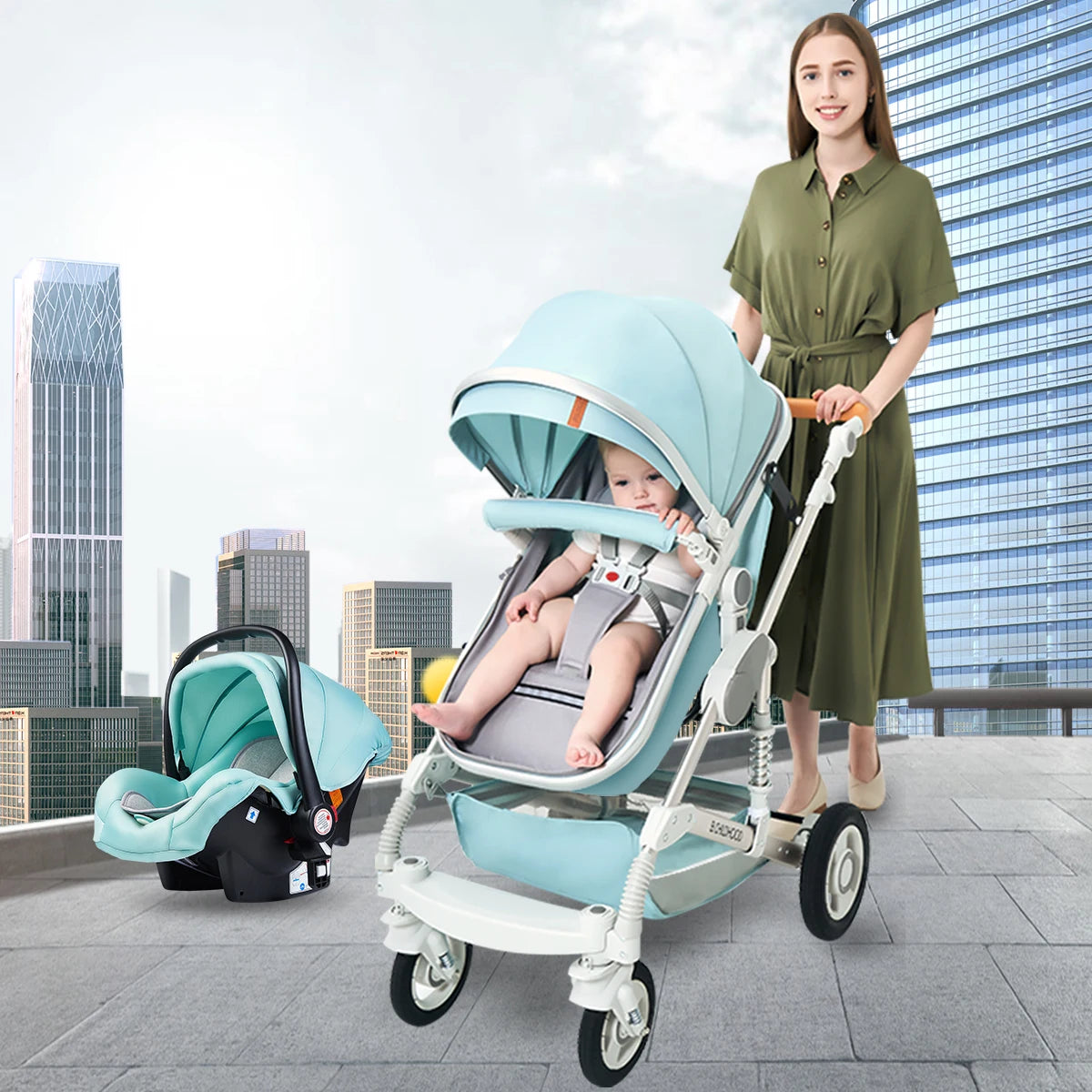 Baby Stroller 3-in-1 Two-Sided - High Landscape Folding All-Season Pram