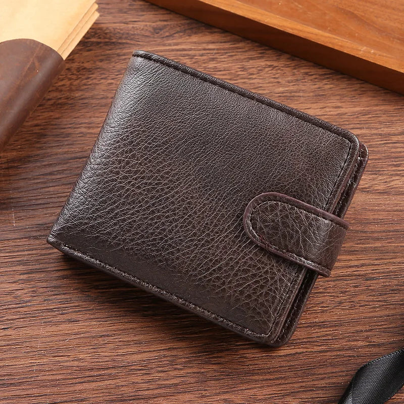 Everyday Leather Wallet For Men Durable Coin Pouch, Slim Bifold Photo ID Card Holders.