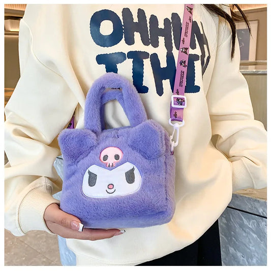 Miniso Plush Bag – Kawaii Kuromi, Cinnamoroll & Melody Cartoon Crossbody Handbag for Women & Girls WAREHOUSE SHOP