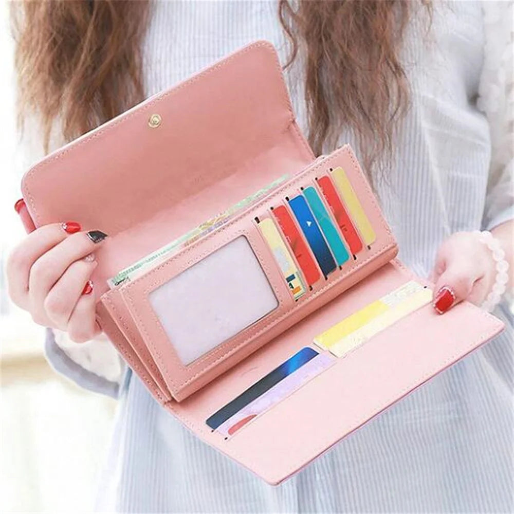 Multifunctional long wallet diamond love crown buckle student ladies clutch large capacity cell phone bag
