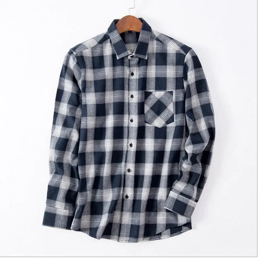 Men Flannel Plaid Shirt. Soft Comfort Slim Fit Styles Brand for Official and Casual Long Sleeve Shirts