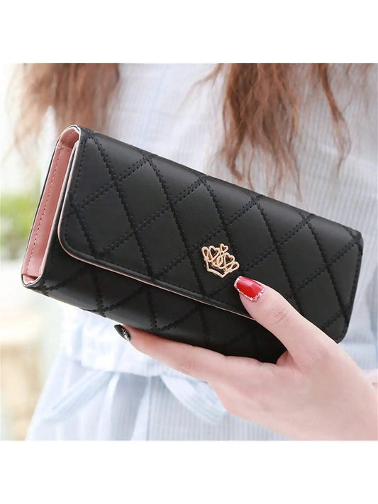 Multifunctional long wallet diamond love crown buckle student ladies clutch large capacity cell phone bag