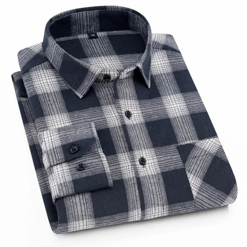 Men Flannel Plaid Shirt. Soft Comfort Slim Fit Styles Brand for Official and Casual Long Sleeve Shirts