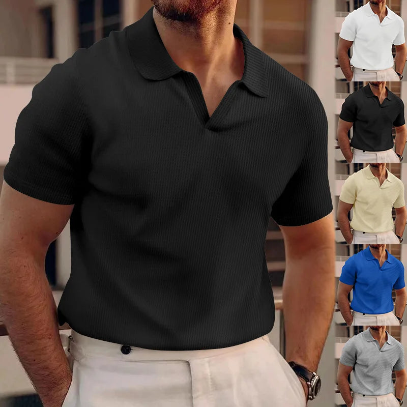 Men Waffle T-shirts Casual Oversized Short Sleeve Solid Color Loose Tee Shirt Tops CBFS-23087-C