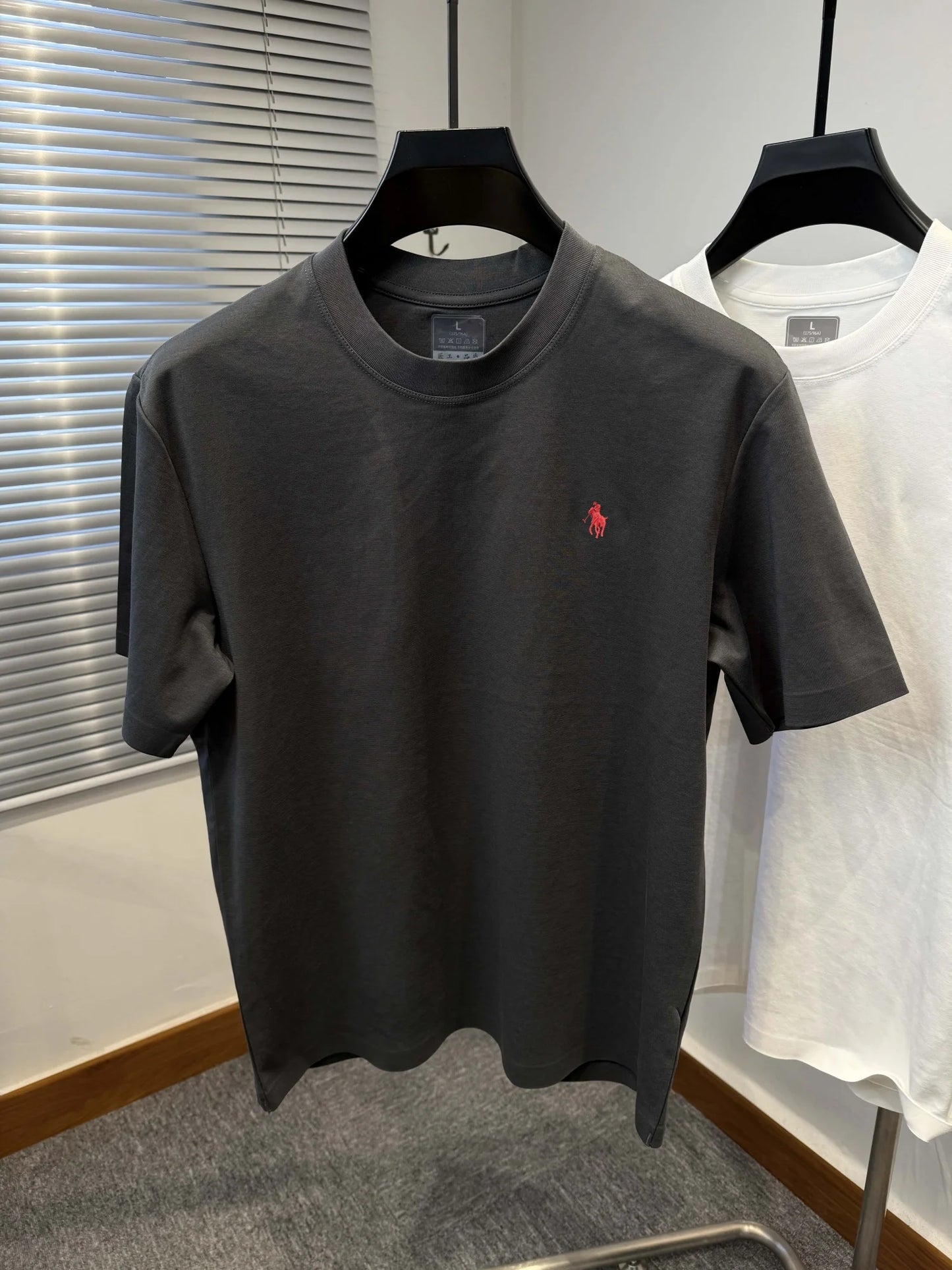 New cotton men's short sleeve round neck T-shirt summer fashion high-end brand embroidery ponytail embroidery Korean top T-shirt