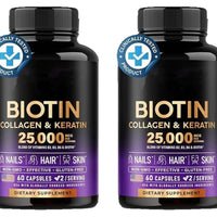 Biotin Capsules Contain Collagen and Vitamin B2, B3, B6 & B7 for Women Men Hair Care Supplements Skin & Nails Support 60 Pieces