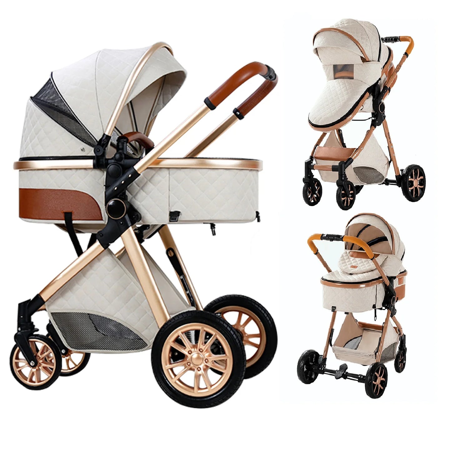 Baby Stroller 3-in-1 Lightweight stroller Travel System Multifunctional Pram with Aluminum Frame Compact Stroller for Newborn