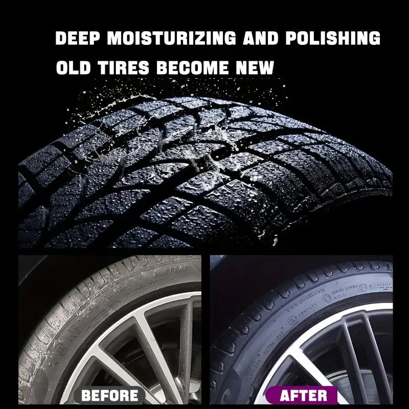 Black Tire Wax, Water-Resistant Car Wheel Shine, Long-Lasting Protection.