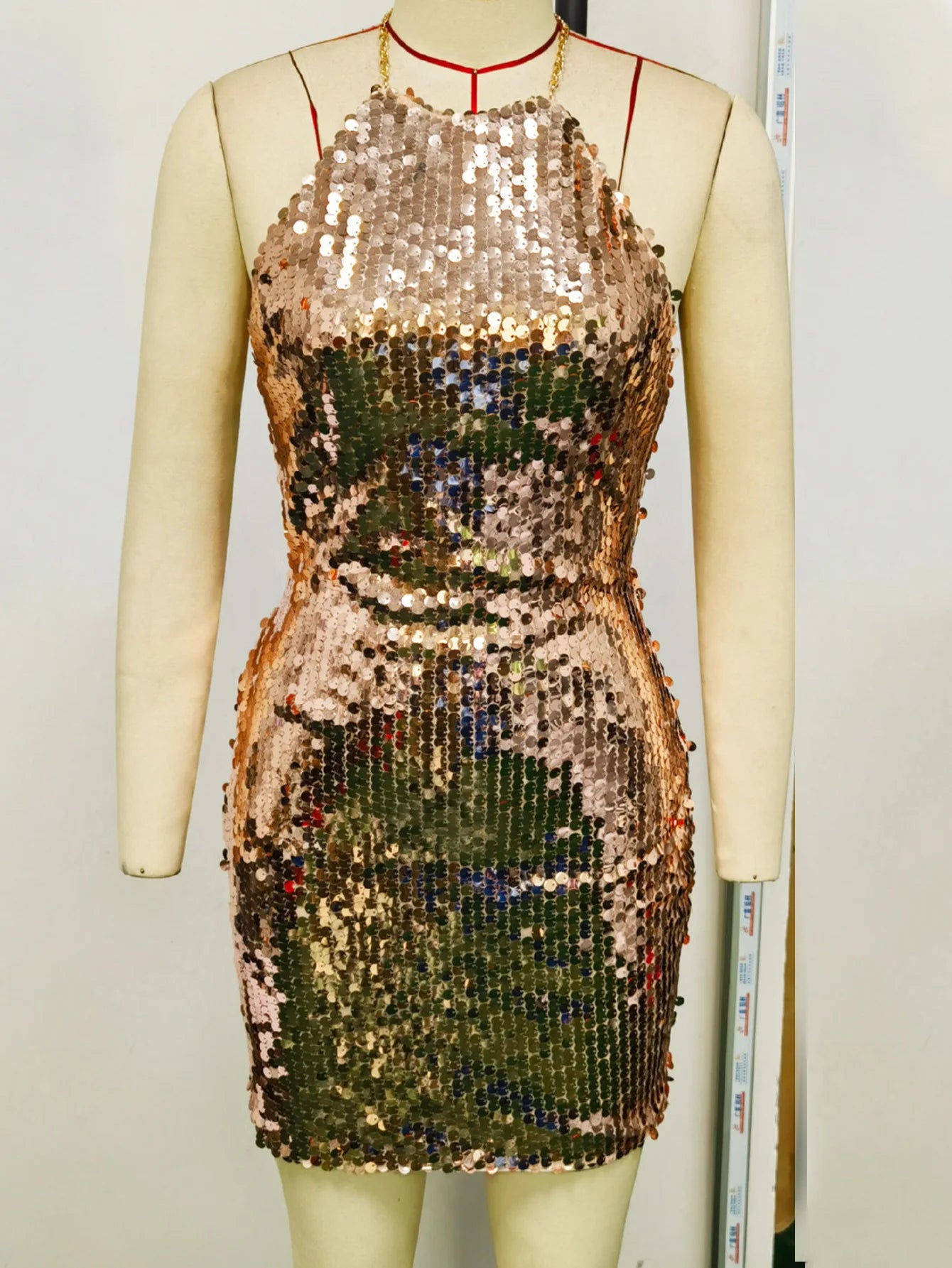 Womens Sexy Backless Dresses Sequin Short club Elegant Party Dresses Halter Birthday Welcome Cocktail Bodycon Prom Dress HXY8689