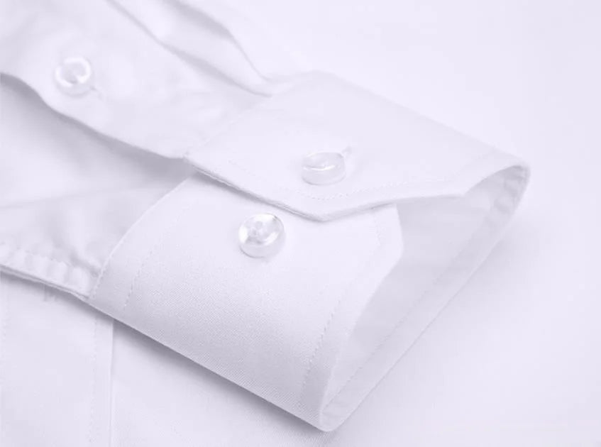 New Men Formal Shirt Long Sleeve Office Solid Color Anti-Wrinkle Fashion Business Pocket White Social Pocket Shirts 5XL 6XL 7XL