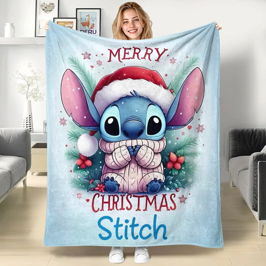 Disney Stitch Christmas Blanket — Soft Warm Festive Kids Gift