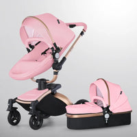 Luxury Baby Stroller 3-in-1 - PU Leather Pram with Car Seat Newborn