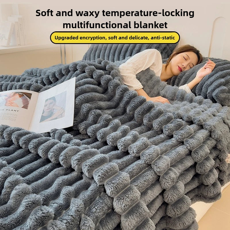 Striped Flannel Blanket – Cozy Bed Sheet & Sofa Throw