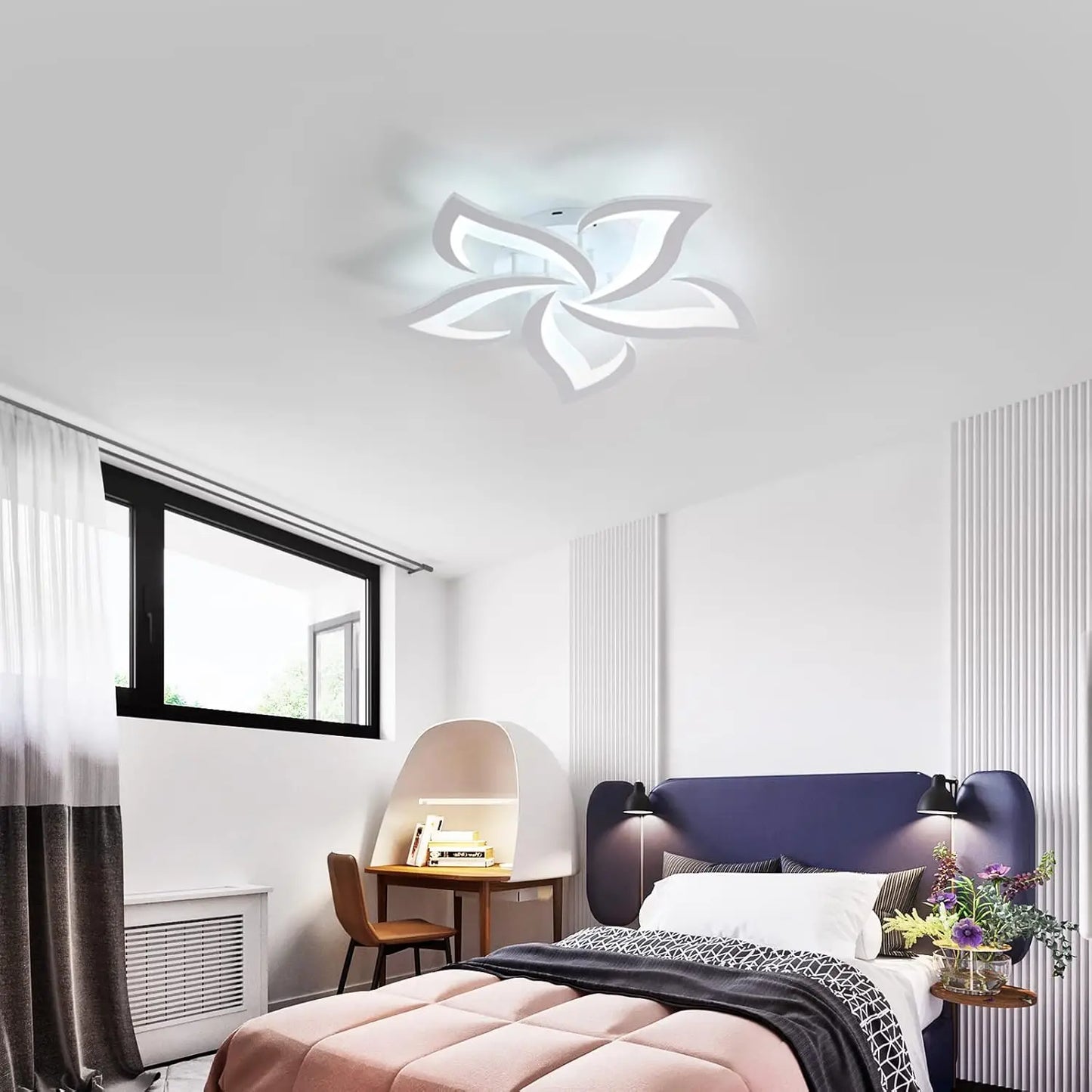 LED Ceiling Light,Modern Ceiling Lamp 60W 4500LM，Modern Petal Ceiling Light Fixture for Living Room Kitchen Bathroom Bedroom