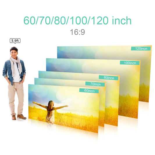 Portable Projector Screen 120 Inch - Anti-Light HD Projection Screen for Home Theater Outdoor