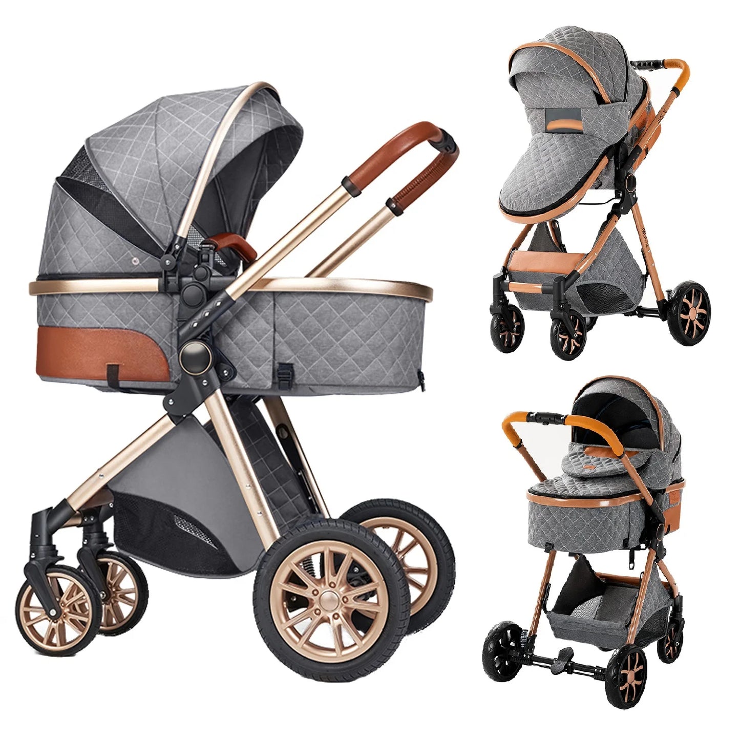 Baby Stroller 3-in-1 Lightweight stroller Travel System Multifunctional Pram with Aluminum Frame Compact Stroller for Newborn