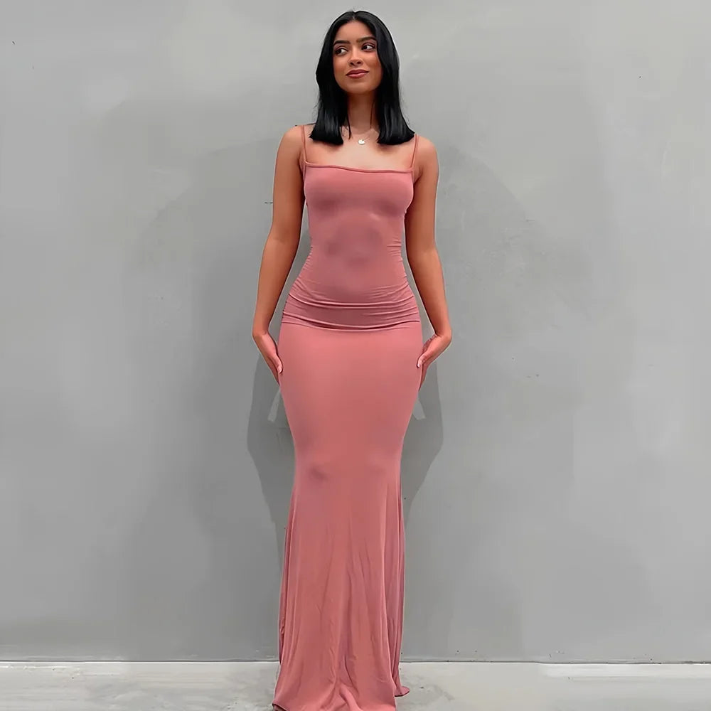 Ladies Casual, Long Dress. Sexy Sleeveless Backless Bodycon Maxi Dresses.