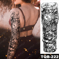 Dark Style Thorns Large Full Arm Sleeve Waterproof Temporary Tattoo Sticker Lion Rose Flower Hand Fake Tatoo Body Art Men Women