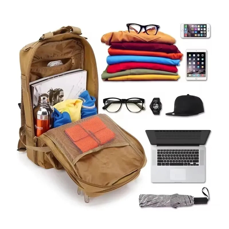 Tactical Backpack Outdoor activities. Travel, Camping, Fishing,  Climbing, Hunting Backpacking.