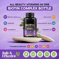 Biotin Capsules Contain Collagen and Vitamin B2, B3, B6 & B7 for Women Men Hair Care Supplements Skin & Nails Support 60 Pieces