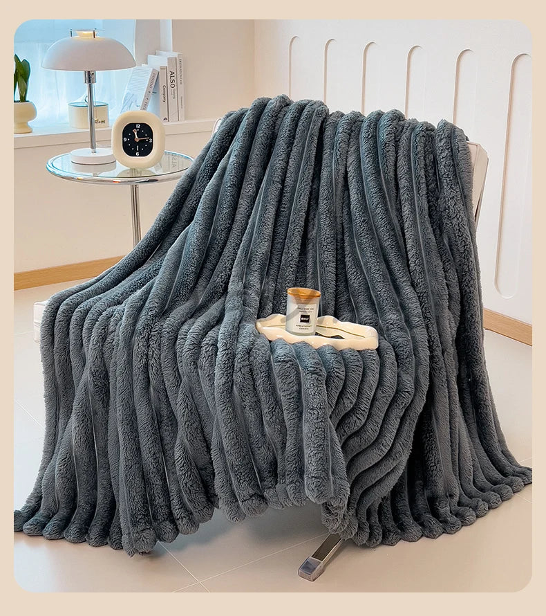 Striped Flannel Blanket – Cozy Bed Sheet & Sofa Throw