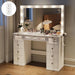 LED Makeup Vanity Desk - Large Mirror Drawers & Charging Station