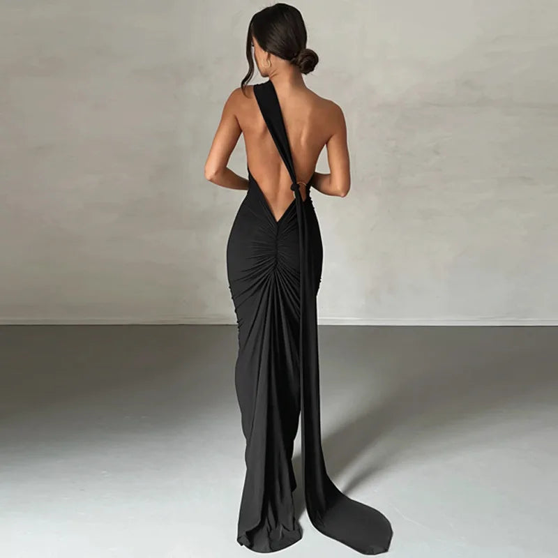 One Shoulder Sleeveless Backless Dress. Dresses For Women Club, Birthday Party, Evening Prom. from Neon y2k.