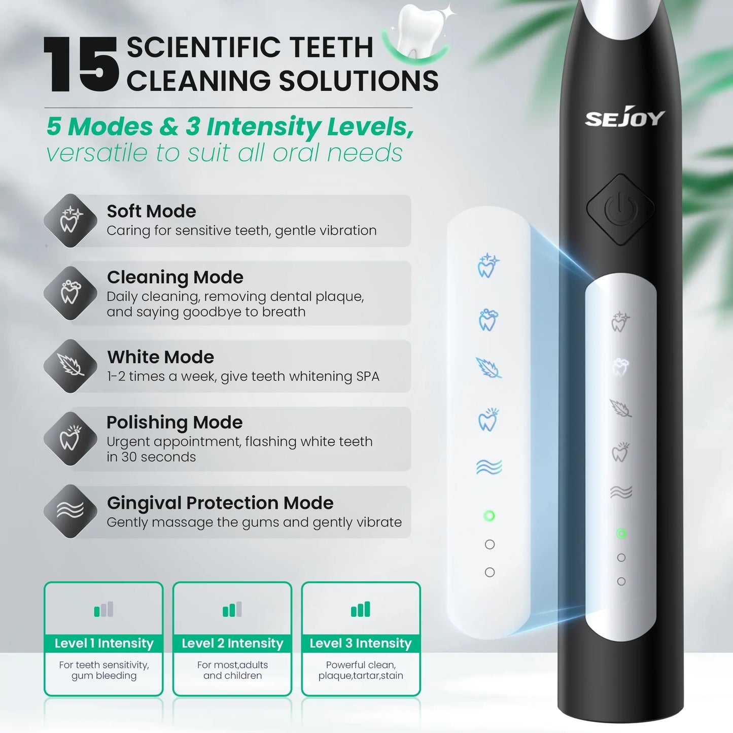 Sejoy Cordless Water Dental Flosser for Teeth Cleaning Denture Brushes 5 Tips IPX7 Portable Oral Irrigator for Home Travel