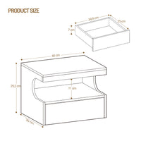 Floating Bedside Wall Shelf — 1 Drawer & Open Storage Modern Design