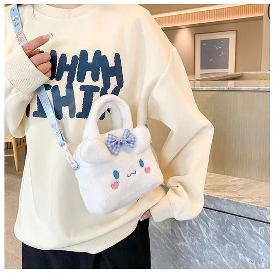 Miniso Plush Bag – Kawaii Kuromi, Cinnamoroll & Melody Cartoon Crossbody Handbag for Women & Girls WAREHOUSE SHOP
