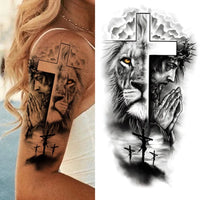 1 Sheet Lion Cross Tattoo Sticker Waterproof Lasting Temporary Tattoo
