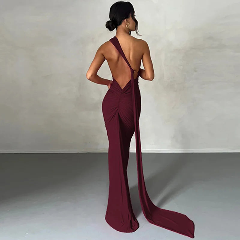 One Shoulder Sleeveless Backless Dress. Dresses For Women Club, Birthday Party, Evening Prom. from Neon y2k.