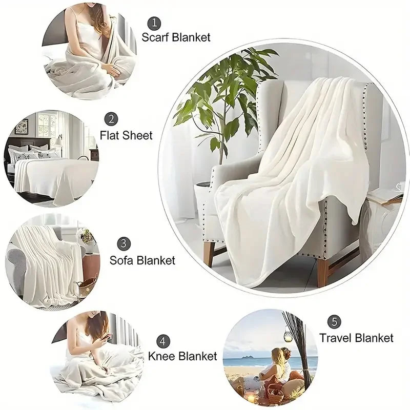 Christmas Blanket - Reindeer Snowman Lights Pattern Festive Warm Throw