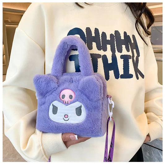 Miniso Plush Bag – Kawaii Kuromi, Cinnamoroll & Melody Cartoon Crossbody Handbag for Women & Girls WAREHOUSE SHOP