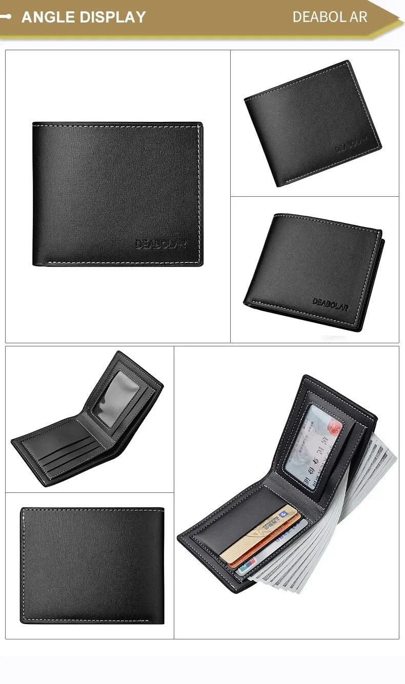 Leather Men Short Wallet Thin Style Folding Young Men Credit Card Holder Wallet