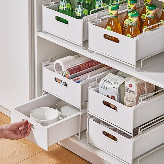 Pull-Out Kitchen Storage Rack - Slide Rail Spice Cabinet Organizer