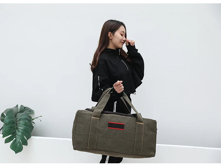 Large Capaci Canvas Travel Bag Handheld Long Distance Lage Bag for Men And Women on Busin Trips Wear Resistant Chee...