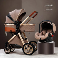 3-in-1 High Landscape Baby Stroller - Sit & Lie Folding Shock-Absorbing 0-3 Years