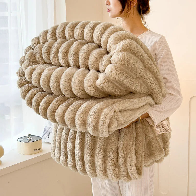 Striped Flannel Blanket – Cozy Bed Sheet & Sofa Throw